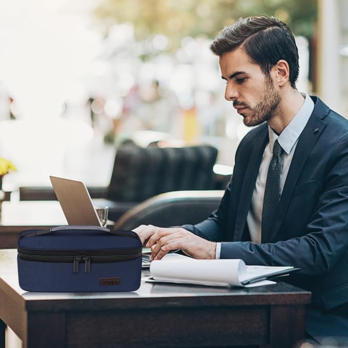 Gloppie Mini Lunchbox Small Lunch Bag for Men Women Insulated Lunch Box Thermal Lunch Boxes Adult Portable Cooler Bags Reusable Snack Bag, Blue