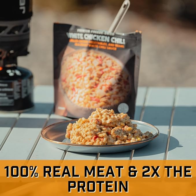 Peak Refuel White Chicken Chili | 41g Protein | 760 Calories | 100% Real Meat | Premium Freeze Dried | Amazing Taste & Quality | Backpacking & Camping & Prepper Food | 2 Servings