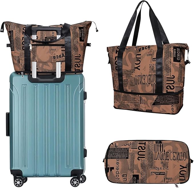 Womens Travel Duffel Bag Lightweight Sport Gym Bag Waterproof Weekender Overnight Bag with Wet and Dry Separation Pocket for Gym Training Yoga Fitness Swimming