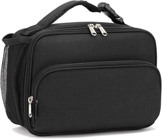 FlowFly Kids Lunch box Insulated Soft Bag Mini Cooler Back to School Thermal Meal Tote Kit for Girls, Boys,Black