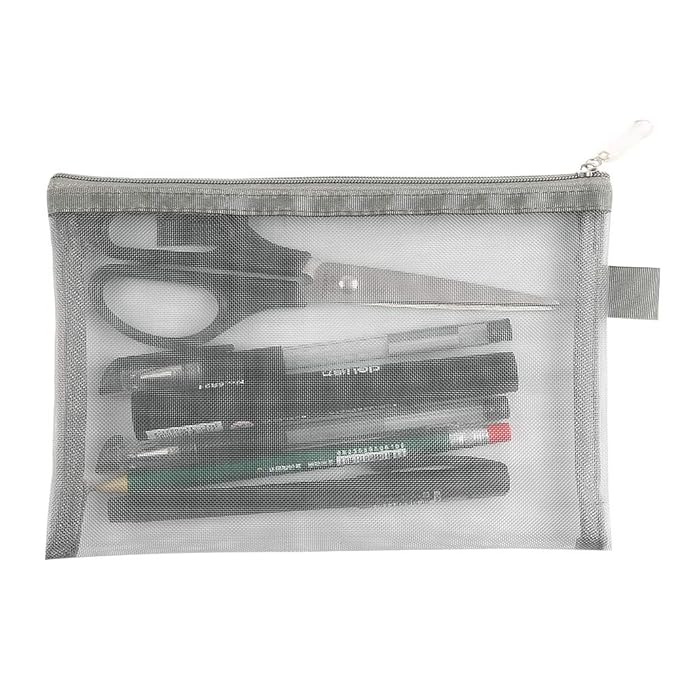 Clear Cosmetic Bags Zip Makeup Mesh Bags Pencil Case Pouch Travel Toiletry Kit Set Storage Case ((6A+5A)*3 Grey)