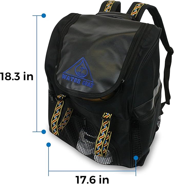 Water Gear Swimmers Backpack - Swimming Sports Athlete - Water Resistant Nylon Training Equipment Bag- Water Gym Bag For Men and Women