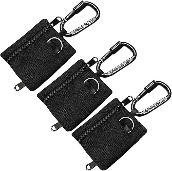 3 Pack Tactical EDC Keychain Pouch with Upgraded D-Ring - Military Mini Molle Utility Organizer for Outdoor, Hiking, Camping, Belt Gear, Zipper Pocket Bag
