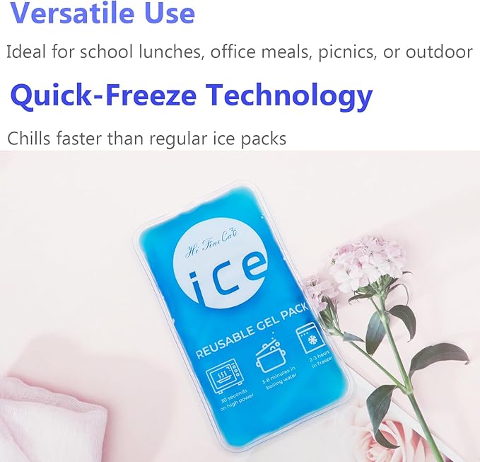 Reusable Ice Packs for Coolers - 5 Pack Freezable Gel Packs for Lunch Box, Camping, Picnic, Medical Cold Therapy - Leakproof & Long-Lasting Cold Storage