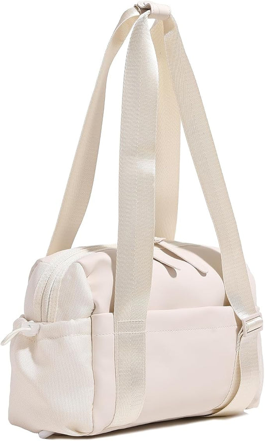 Mini Gym Bag for Women & Girls with Wet Compartment Small Gym Tote Bag Waterproof Travel Duffle Bag Cute Workout Sports Bag, Beige
