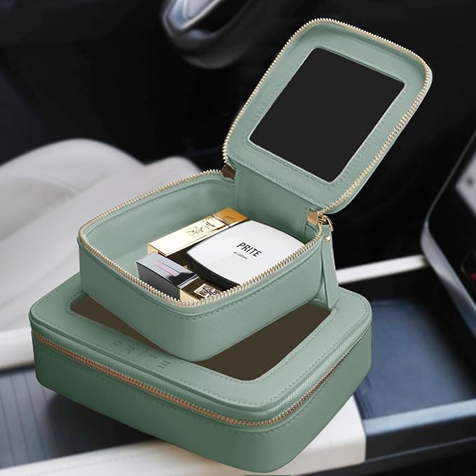 Prite Clear Makeup Bag Cosmetic Organizer Case Waterproof Travel Toiletry Bag Skincare Pouch with Golden Zipper(Green)