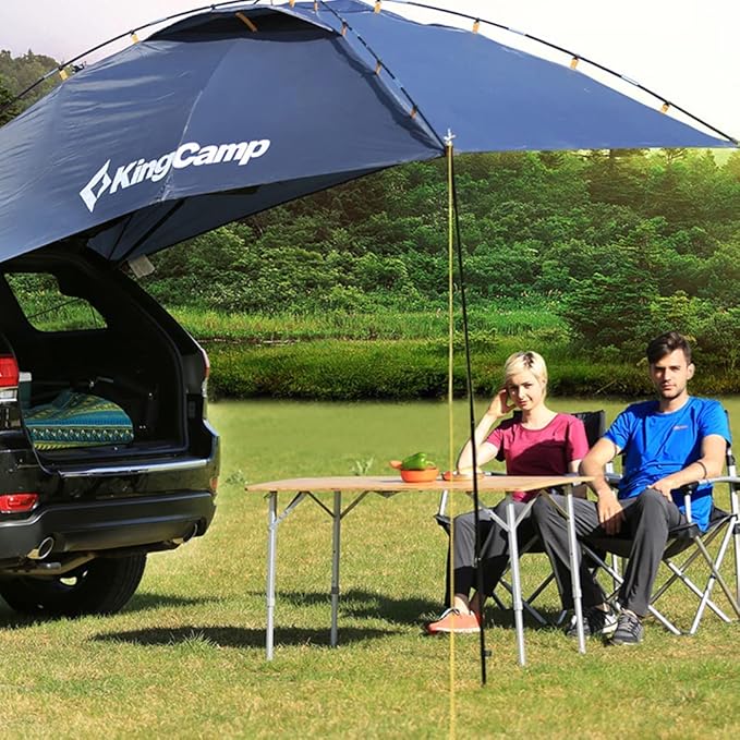 KingCamp Bamboo Folding Table Camping Table with Adjustable Height Aluminum Legs Heavy Duty 176 lbs 2-Folds Portable Camp Tables for Travel, Picnic, Beach, 6 People