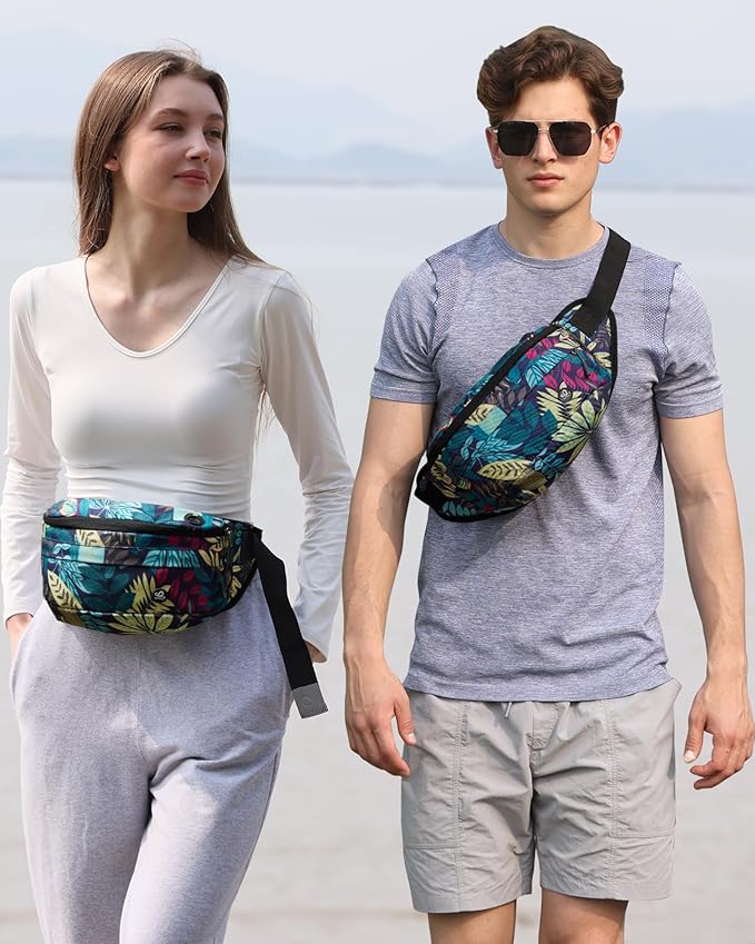 WATERFLY Fanny Pack for Men Women Water Resistant Large Hiking Waist Bag Pack Carrying All Phones for Running Walking Traveling