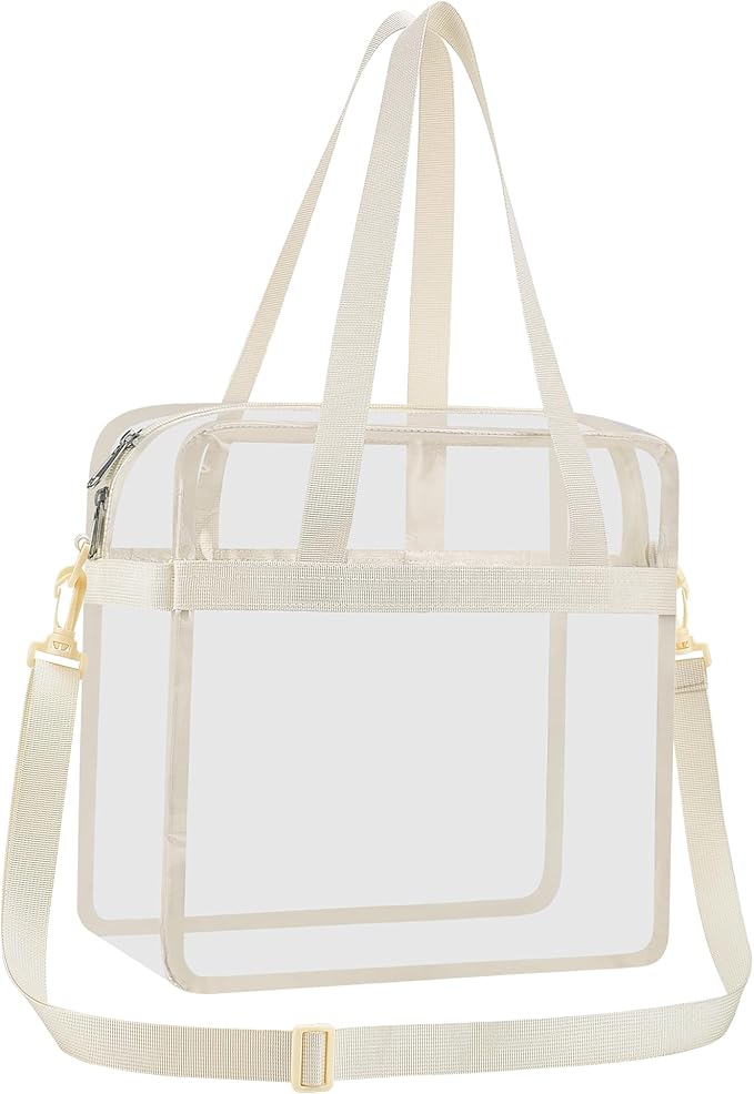 USPECLARE Clear Tote Stadium Approved, Security Travel & Gym Clear Bag for Work Sports Games Concerts
