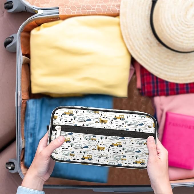 Excavator Car Hanging Toiletry Bag,Travel Hygiene Kits for Boys Mens,Waterproof Makeup Carry-on Bags,Cosmetic Bag,TSA Approved Shave Dopp Kit for Toiletries Shower Bathroom Accessories Gifts