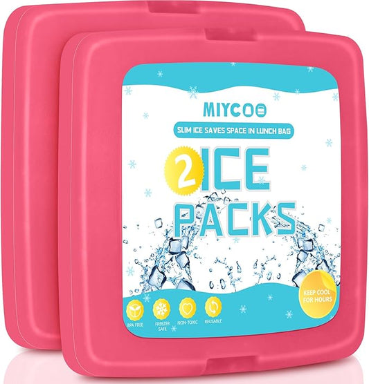MIYCOO Ice Packs for Lunch Boxes & Lunch Bag - Quick Freeze Ice Pack Space Saving Freezer Packs - Reusable Slim Original Cool Pack - Cooler Accessories for Beach, Camping and Fishing
