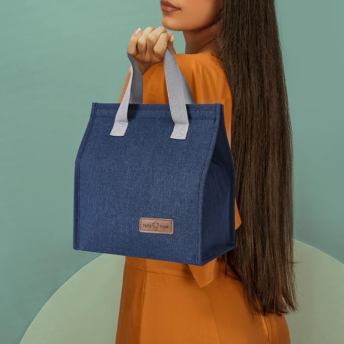 2pcs Blue Lunch Bag Insulated, Lunch Box Bag, Reusable Lunch Tote Bag, Lunch Box Container Bag Insulated for Women, Men, Work, Office, Travel