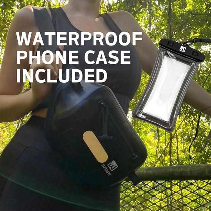 Premium Dry Bag Waterproof Fanny Pack for Water Sports – 100% Waterproof with Reflective Strip – Ideal for Snorkeling, Kayaking, Surfing, Boating & Paddle Boarding – Adjustable Waist Belt (Black)