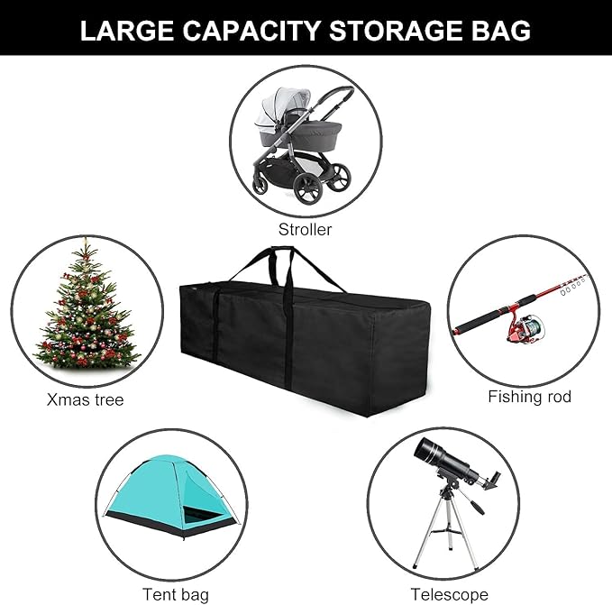 INFANZIA Duffel Travel Sports Equipment Bag, Long Luggage Bag with Upgrade Zipper Water Resistant, Extra Large Foldable Storage Bag for Camping, Tent, Tripod, Fishing(45x12x13 inch,1PCS)