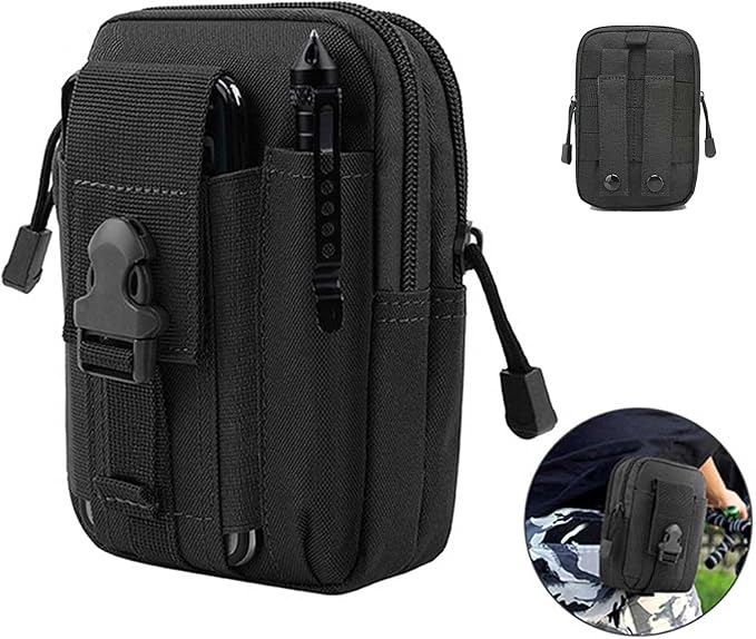 Tactical Molle Pouch, Universal EDC Waist Bag Pouches, Outdoor Belt Bags Gear Tool Gadget Pocket with Cell Phone Holster