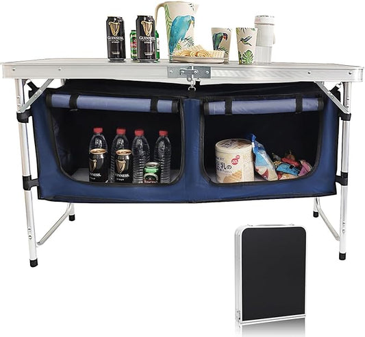 Camping Folding Aluminum Table with Adjustable Legs for Outdoor Travel Beach, Backyards, BBQ, Party and Picnic Foldable Table