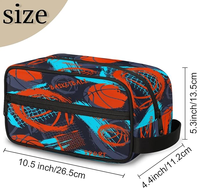 Basketball Boys Toiletry Bag for Kids Dopp Kit Waterproof Hanging Wash Bag Cosmetic Bag Medicine Bag for Travel Sports Shower Essential
