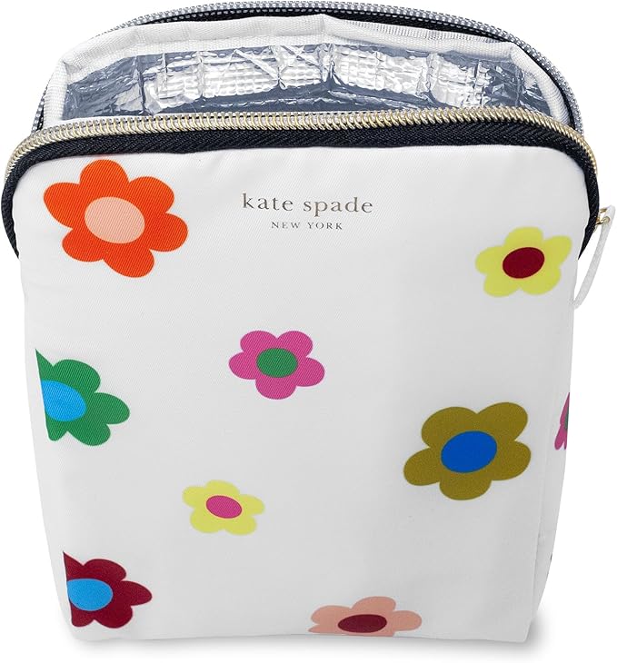 kate spade new york Insulated Snack Bag Keeper with Zipper, Reusable Thermal Sandwich Bag Holders for Lunch Bag, Gingham Garden