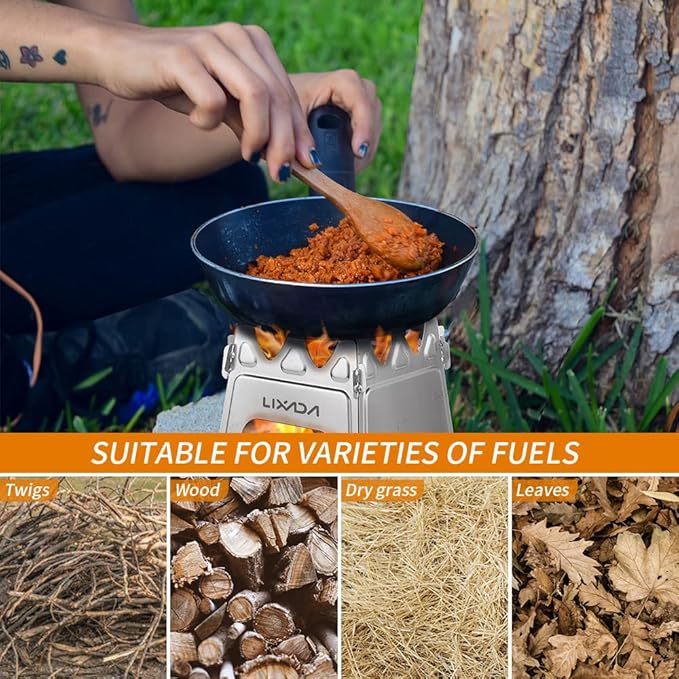 Lixada Camping Stove Wood Burning Stoves Portable Backpacking Stove Stainless Steel Alcohol Stove for Outdoor Camping Hiking Backpacking Picnic BBQ