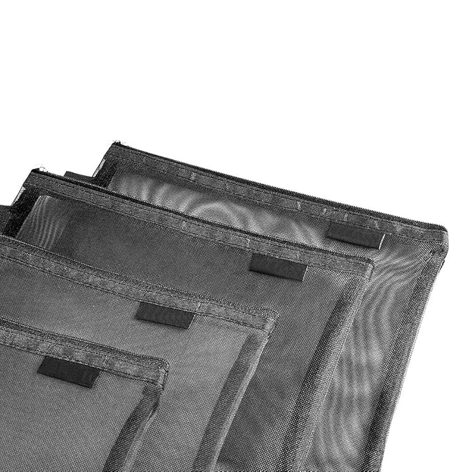 Clear Cosmetic Bags Zip Makeup Mesh Bags Pencil Case Pouch Travel Toiletry Kit Set Storage Case (Black)