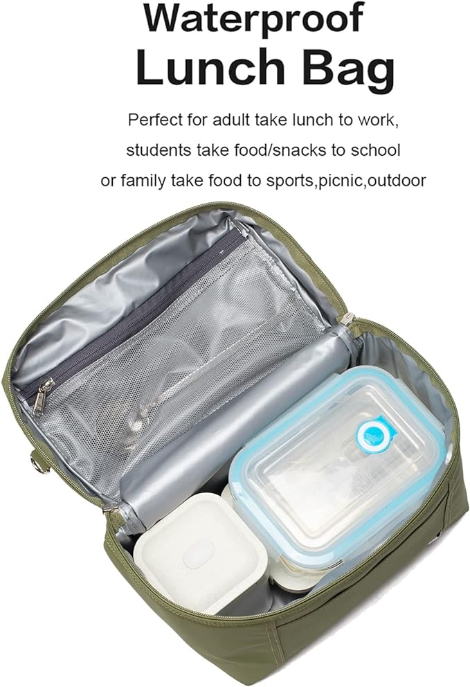 NOL Natural Organic Lifestyle Insulated Lunch Bags for Women Cooler Bag Lightweight Nylon Waterproof Lunch Box For Work