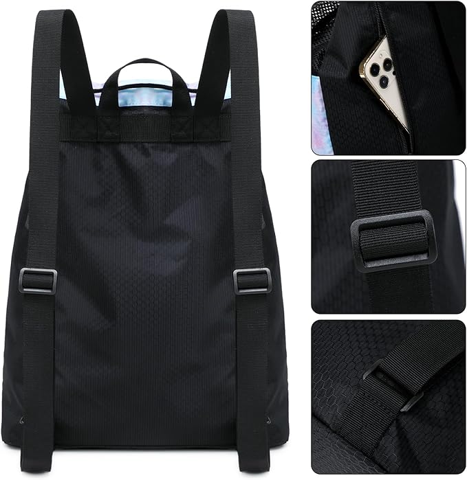 Lohol Large Mesh Drawstring Backpack with Shoe Bag, Durable Swimming String Sack with Handle for Sports Gym Yoga Beach Travel