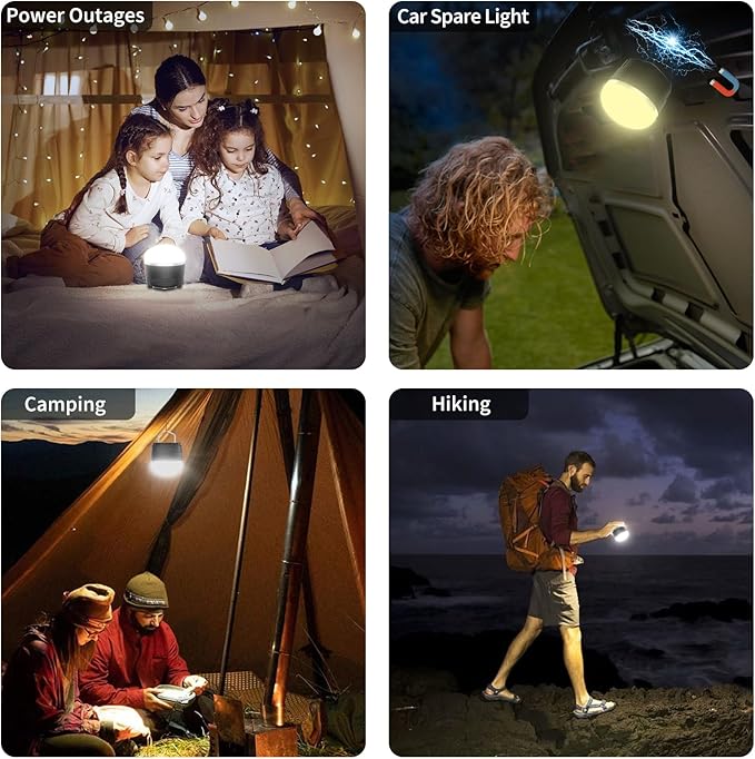 LED Camping Lantern Rechargeable, 1000LM Portable Camping Tent Light with 4 Light Modes & Magnetic Base, 4000mAh Emergency Hanging Light for Hurricane, Power Outage, Home, Camping, Hiking