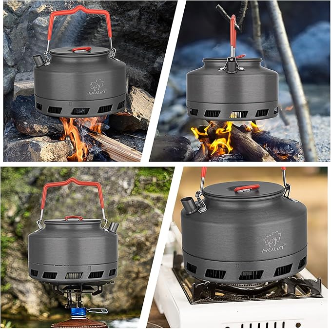 Tentock Portable Hard Aluminum Camping Kettle Camping Tea Pots Campfire Kettle for Boiling Water for Backpacking Outdoor Activities