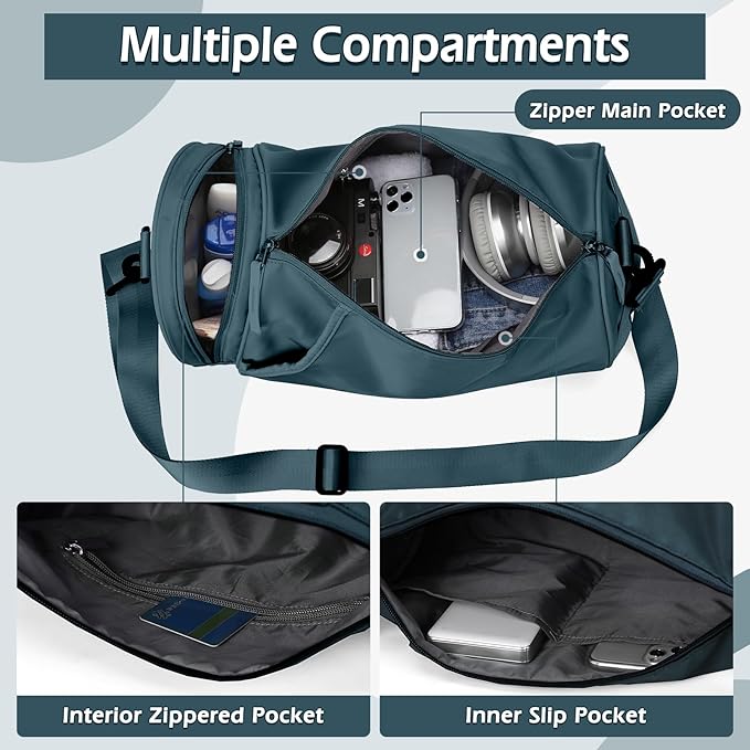 Peacock Blue Mini Duffle Bag - Waterproof Gym, Workout & Travel Bag for Women & Men