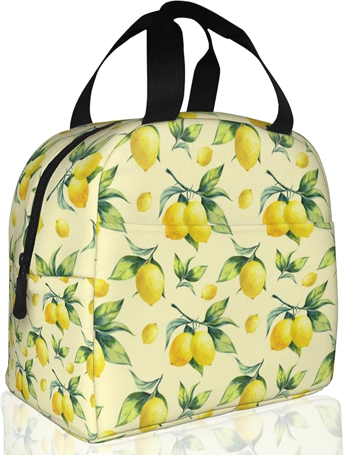 Lemon Yellow Insulated Lunch Bag Reusable Lunch Box Women Men,Cooler Thermal Meal Tote for Kids School Student Picnic Office Work