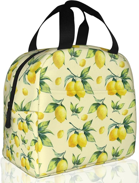 Lemon Yellow Insulated Lunch Bag Reusable Lunch Box Women Men,Cooler Thermal Meal Tote for Kids School Student Picnic Office Work