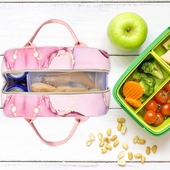 LOKASS Lunch Bags for Women Insulated Lunch Box Cooler Bag Thermal Lunch Tote for Ladies Adults Office Work, Pink