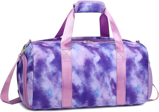 Dance Bag for Girls Gym Bag Sports Duffle Bag with Shoes Compartment Wet Pocket Weekender Overnight Bag for Girls Women Teens Travel Duffle Bag Water Resistant