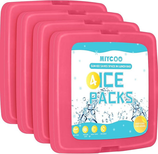 MIYCOO Ice Packs for Lunch Boxes & Lunch Bag - Quick Freeze Ice Pack Space Saving Freezer Packs - Reusable Slim Original Cool Pack - Cooler Accessories for Beach, Camping and Fishing
