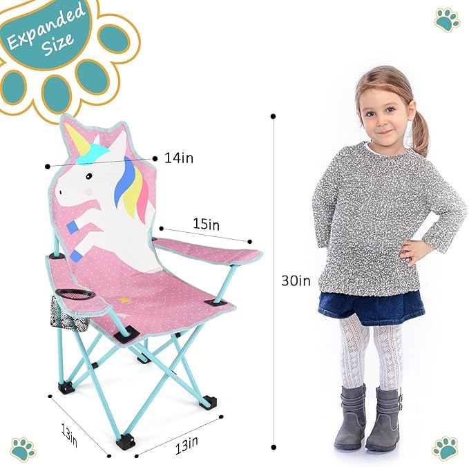 KABOER Kids Outdoor Folding Lawn and Camping Chair with Cup Holder and Carrying Bag, Children's Camping Chairs