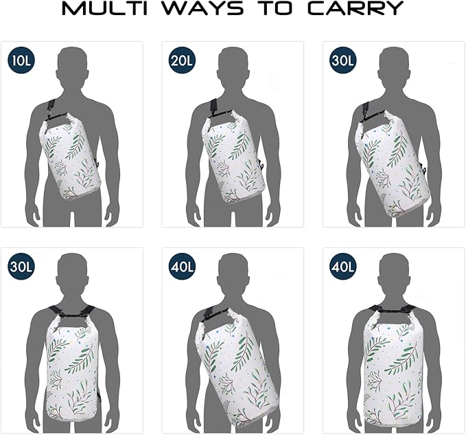 Haimont Waterproof Dry Bag Floating Dry Sack Roll Top Drybag Backpack for Kayaking, Rafting, Boating, Fishing with IPX8 Waterproof Phone Case, Palm Leaves, 20L