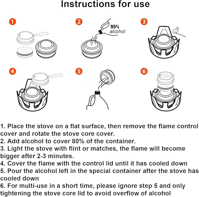 KOMCLUB Mini Alcohol Stove for Backpacking Portable Alcohol Stove Spirit Burner Ultralight Camping Mini Camp Stove Cookware Set Outdoor Camping Hiking Backpacking Picnic