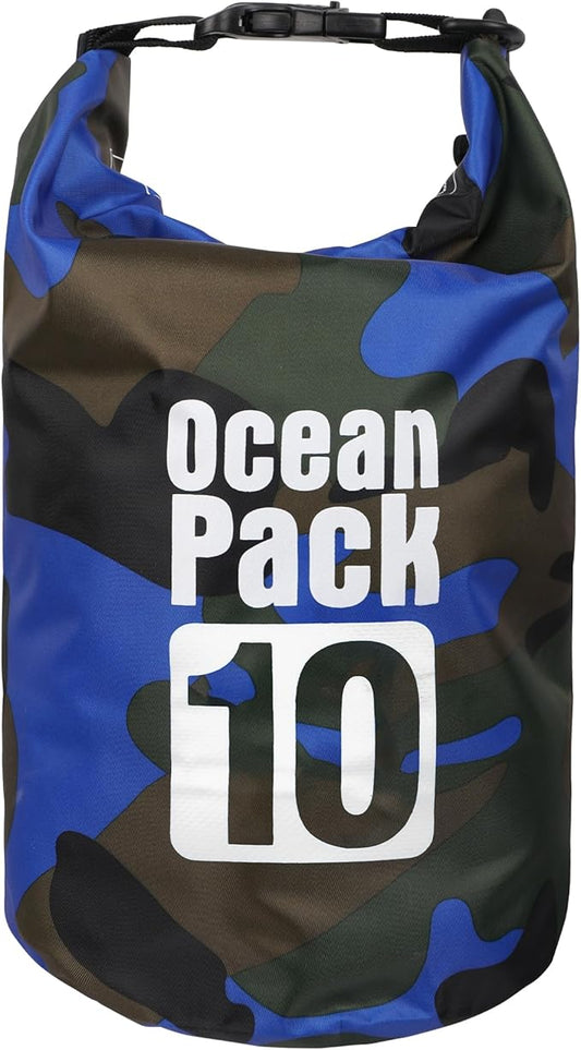 Dry Bag Waterproof for Women Men,10L Rolled Lightweight Dry Storage Bag Backpack with Phone Case for Travel,Swimming,Boating, Kayaking,Camping & Beach,Blue