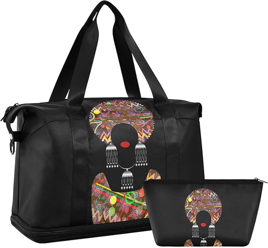 Women's Weekender Duffle Bag for Travel and Gym with Toiletry and Shoes Compartment