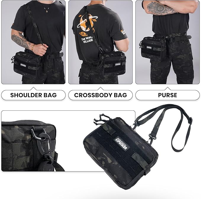 EXCELLENT ELITE SPANKER Tactical Molle Admin Pouch Utility Organizer EDC Medical Bag Utility EDC Tool Pouch with Shoulder Strap Attachment Pouches Waist Bag