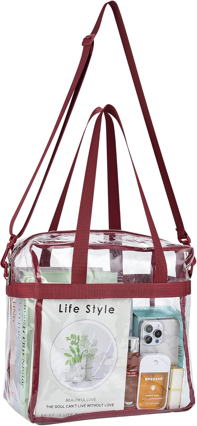 USPECLARE Clear Tote Stadium Approved, Security Travel & Gym Clear Bag for Work Sports Games Concerts