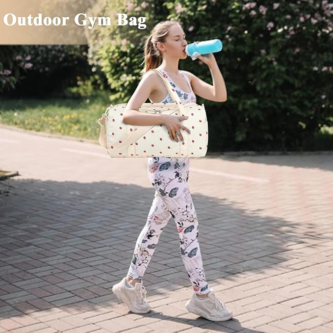 Gym Bag Sports Duffle Bag with Wet Pocket Weekender Overnight Bag with Waterproof Shoe Pouch and Air Hole for Girls Kids Women Travel Foldable Bag