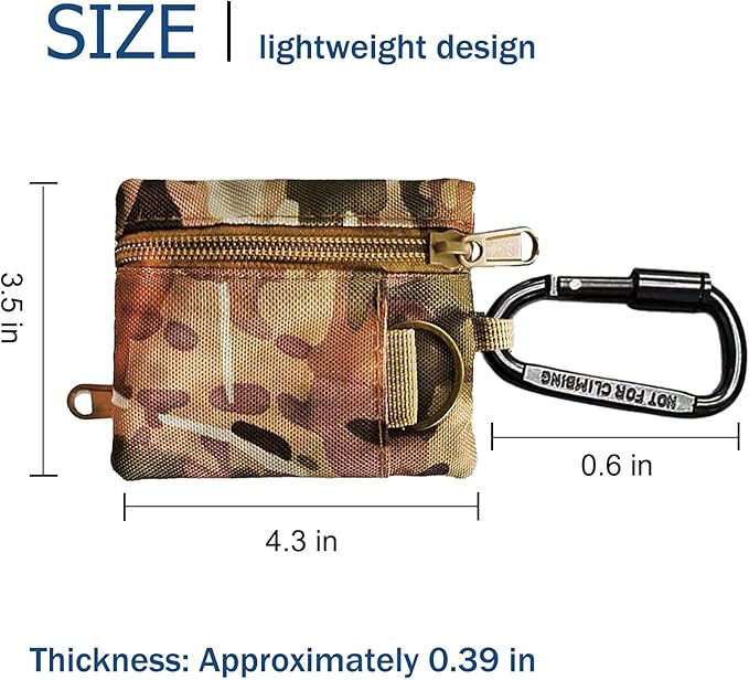 3 Pack Tactical EDC Keychain Pouch with Upgraded D-Ring - Military Mini Molle Utility Organizer for Outdoor, Hiking, Camping, Belt Gear, Zipper Pocket Bag