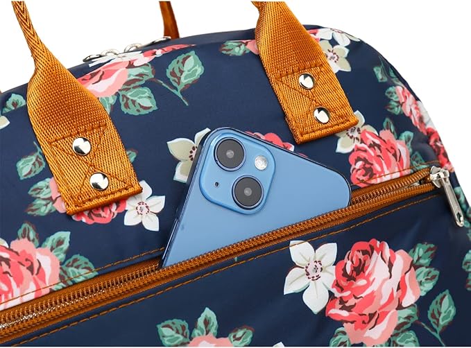 FlowFly Insulated Lunch Bag With Shoulder Strap for Women, Men, and Kids, Large and Reusable, Handle, Freezable Work and School Travel Tote and Meal Prep Organizer,Peony