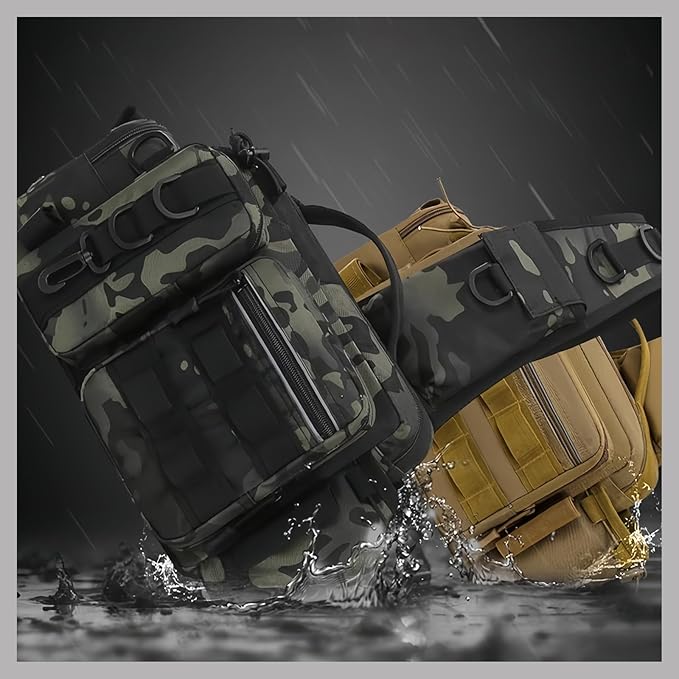 YIANTU-Fishing Tackle Backpack Fishing Fanny Pack Crossbody Bag Fishing Tackle Box Organizer with Rod & Gear Holder, Ideal for Fishing, Camping, Hiking and More!, 16.5*8.3*6.7inches