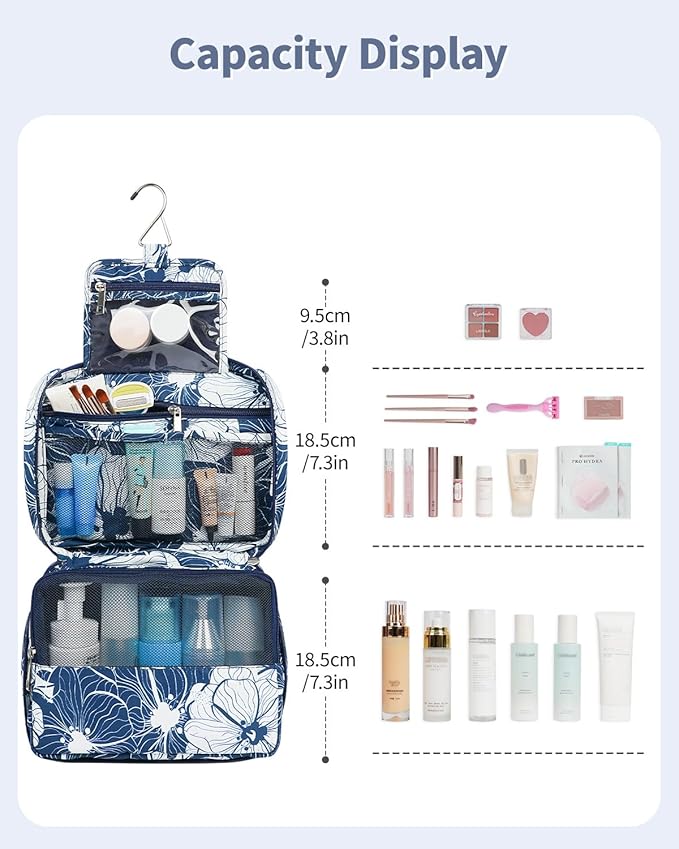 Narwey Hanging Travel Toiletry Bag Cosmetic Make up Organizer for Women and Girls Waterproof