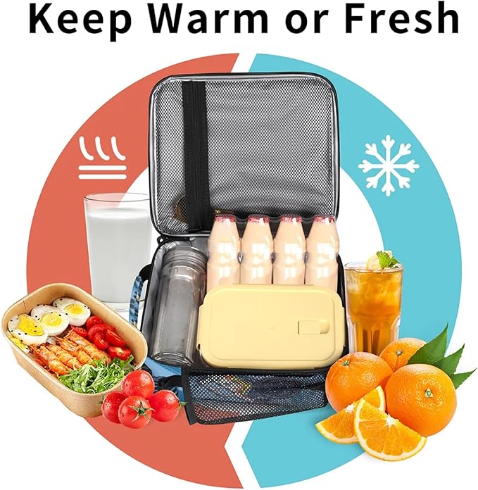 Blue Monster Truck Kid Lunch Bags with Shoulder Strap Insulated Lunch Boxes for Boy Girls Waterproof Thermal Cooler Tote Bag Portable Picnic Bag for School Work Outdoor Gifts