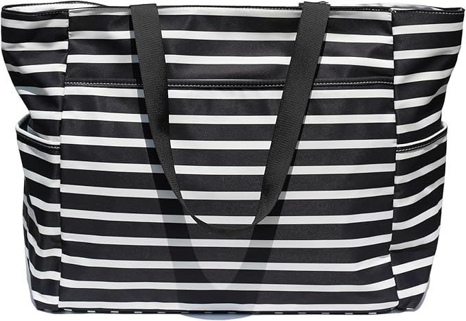 ESVAN Large Foldable Beach Bag for for Women with Dry Wet Compartment Waterproof Sandproof Travel Gym Picnic Handbag