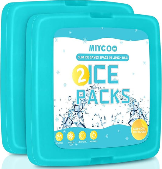 MIYCOO Ice Packs for Lunch Boxes & Lunch Bag - Quick Freeze Ice Pack Space Saving Freezer Packs - Reusable Slim Original Cool Pack - Cooler Accessories for Beach, Camping and Fishing