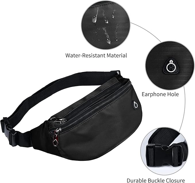 Fanny Pack for Men Women, Waterproof Sports Waist Bag Pack, Belt Bag for Travel Hiking Running
